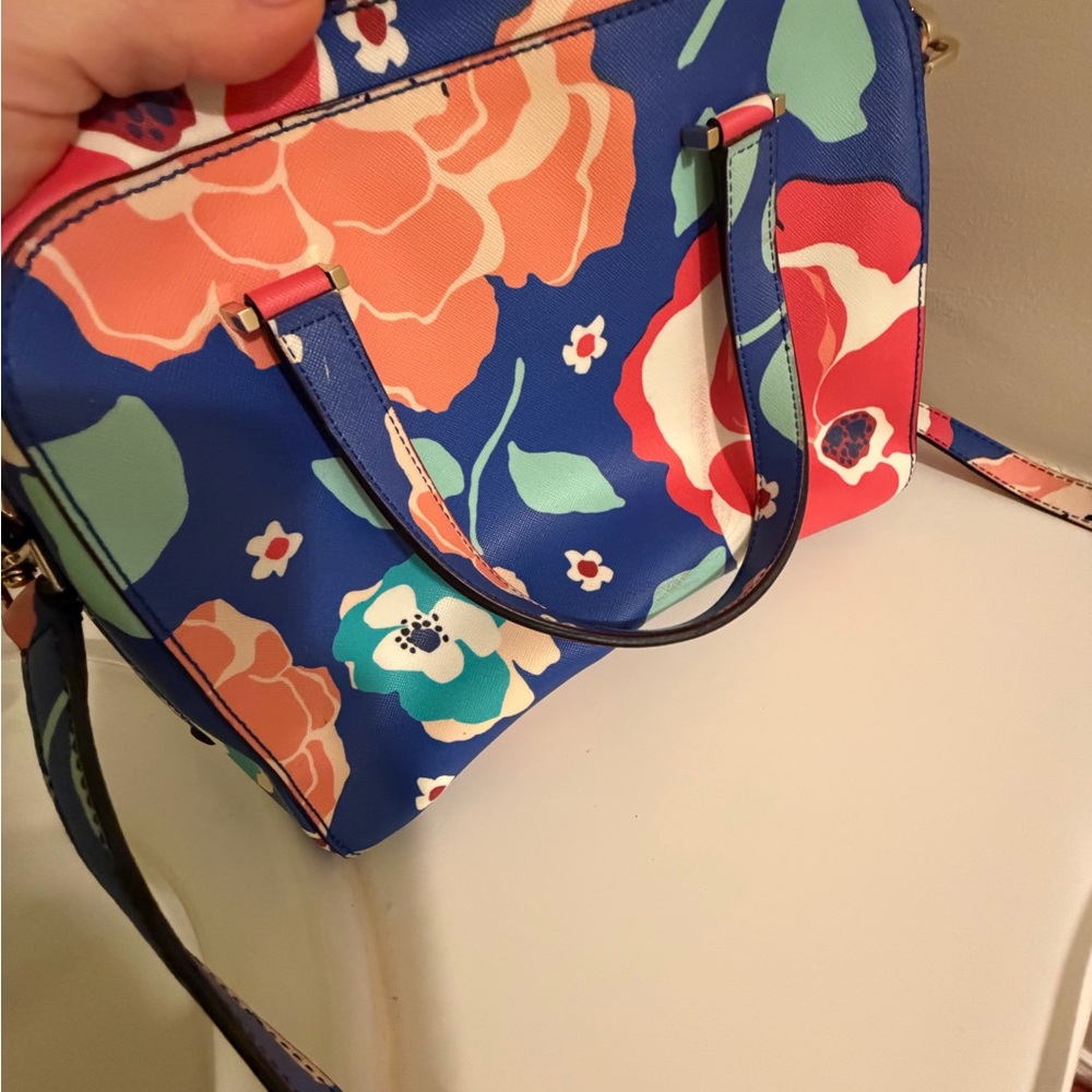 Kate Spade Blue and Red Floral Satchel - Picture 5 of 8